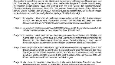 Finanzielle Auswirkungen neuer Vertrag Kindertragesbetreuung